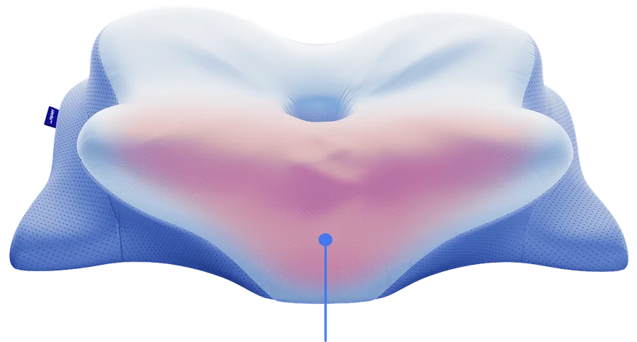 Front support wings highlighted on the pillow